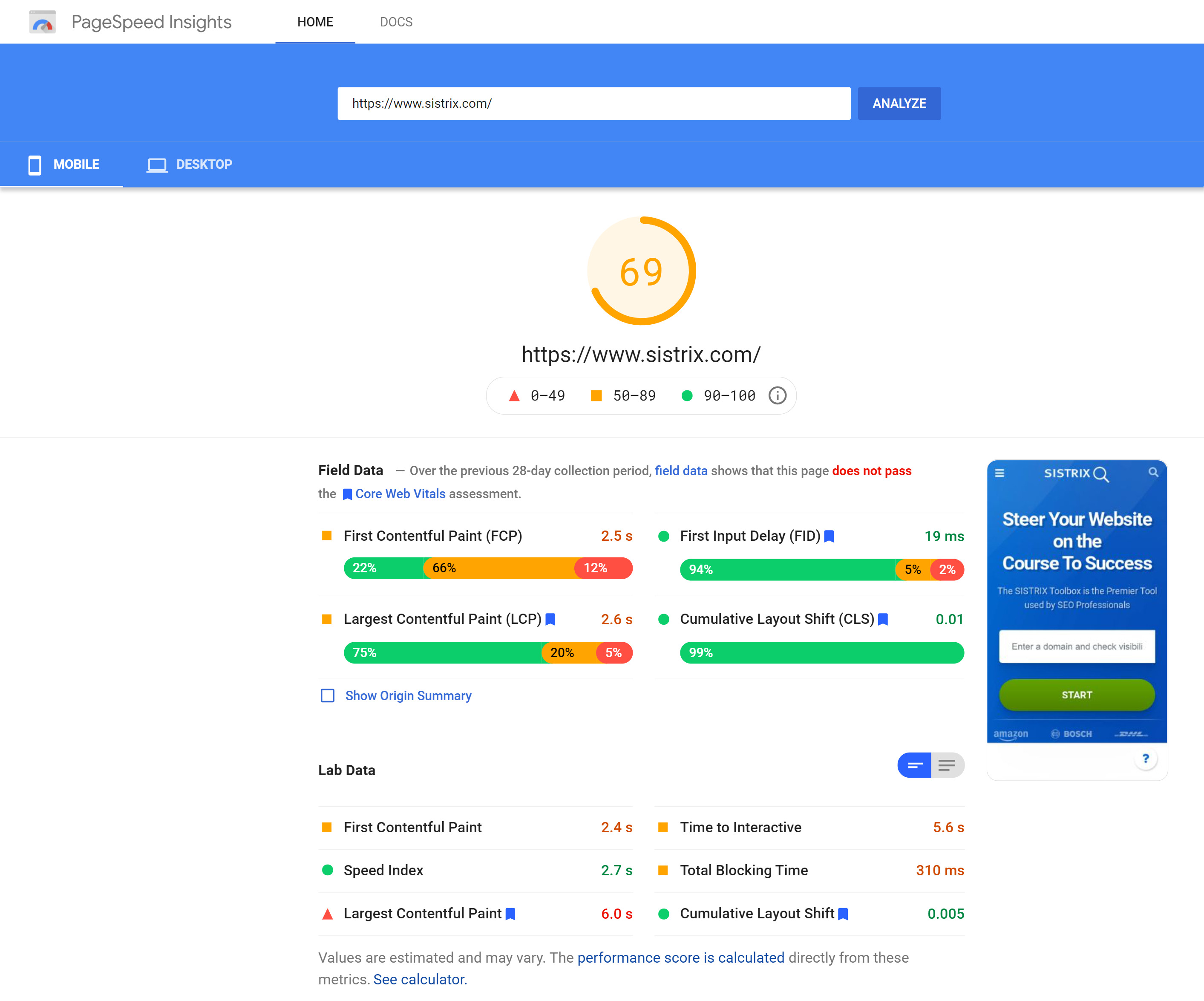  page speed insight